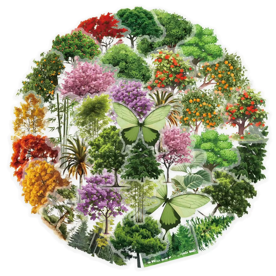 Rspctou Forest Secret PET-Aufkleber, natürliche Waldpflanzen-Landschaftsaufkleber, multicolor - Bild 2
