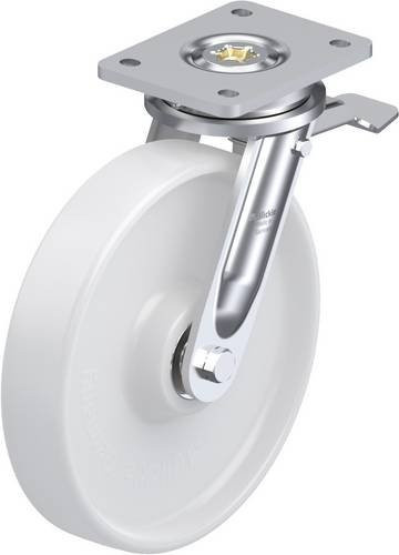 Blickle LO-PO 250K-ST Lenkrolle mit Feststeller in Weiß und Stahl, Rad-Durchmesser: 25 cm, Tragfähigkeit: 1000 kg - Bild 1