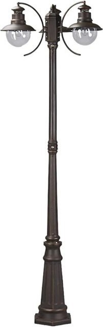 Lindby Mastleuchte Eddie Außenleuchte in Braun, 3-flammig, Vintage Landhausstil, E27, IP44 spritzwassergeschützt - Bild 1