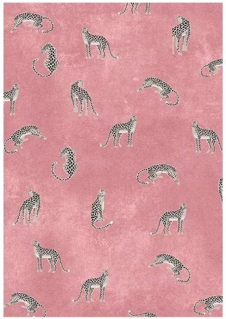 Lodestar Plüsch Wohnzimmerteppich mit Leopardenmuster in Pink, rutschfest und maschinengewebt, B/T: 80 x 50 cm - Bild 1