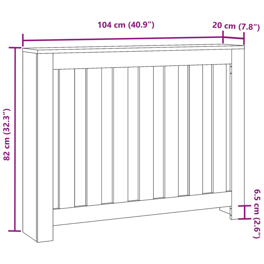Heizkörperverkleidung vidaXL in Betongrau mit modernem Latten-Design aus Holzwerkstoff, B/T/H: 104 x 20 x 82 cm - Bild 3