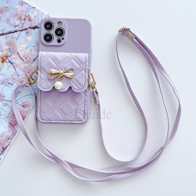 Samsung Handyhülle als Brieftasche mit Crossbody-Lanyard und Lederriemen in Purple für Galaxy S26 S25 Ultra S24 FE S23 Plus S22 Edge A16 A36 A17 - Bild 1