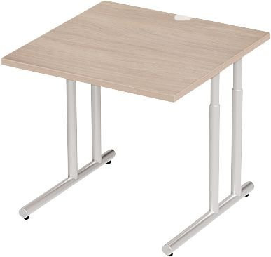 Schäfer Shop Select Schreibtisch COMBITEC Quadrat mit C-Fuß und Kabeldurchlass, Eiche/weißaluminium, B: 80 cm, T: 80 cm, H: 67,7-81,7 cm - Bild 1