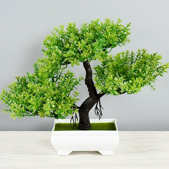 YONGSNOW Künstlicher Bonsai Baum in Grün mit Topf zur Tischdekoration - Bild 1