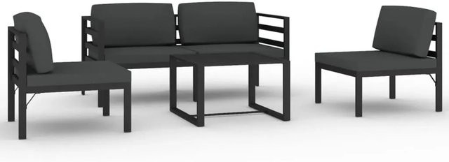 vidaXL 5-tlg Garten-Lounge-Set Modell 4 aus Aluminium in Anthrazit mit Polsterkissen in U-Form - Bild 1