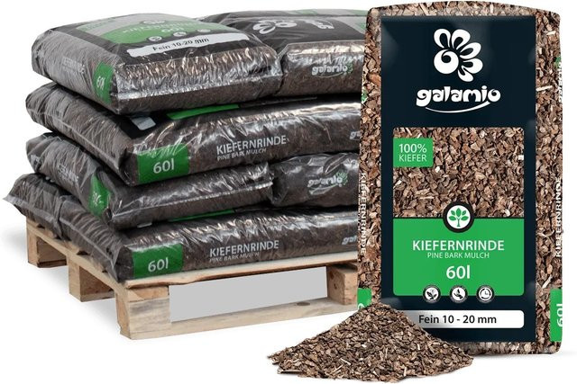 Galamio Rindenmulch Kiefer Fein Braun 12 x 60 l - Bild 1