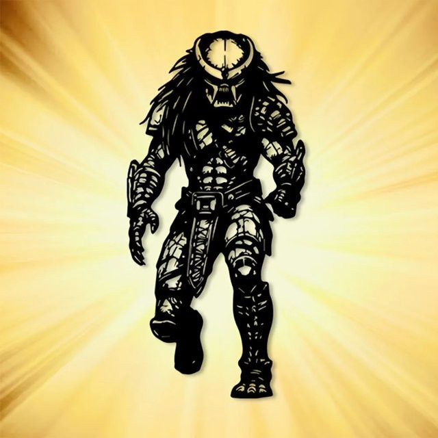 CIFBUY Sci-Fi Alien vs. Predator Metall-Wandkunst Skulptur in Schwarz - Bild 1