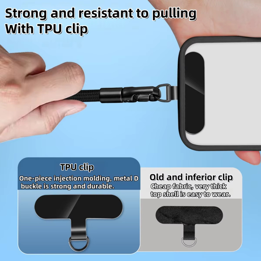 VICTORY STREET Handy-Lanyard in Schwarz, verstellbares kurzes Handgelenkband mit Anti-Drop-Design aus langlebigem Polyester - Bild 3