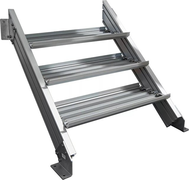 Treba Außentreppe Alaska 3 aus Aluminium mit 3 Stufen in Silber, Breite: 100 cm, Tiefe: 30,7 cm, Höhe: 81 cm - Bild 1