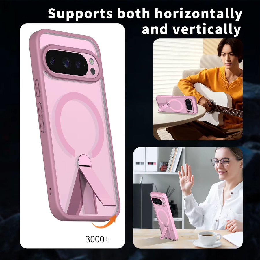 Matte magnetische Schutzhülle mit Ständer für Google Pixel 9A, Pixel 10 und Pixel 9 Pro XL, stoßfest und anti-Fingerabdruck, in Grau oder Pink - Bild 5