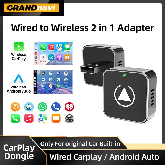 Grandnavi Drahtloser CarPlay und Android Auto Adapter USB Dongle Smart Mini Box in Schwarz für Ford, Benz, VW, Toyota, Nissan und Honda - Bild 1