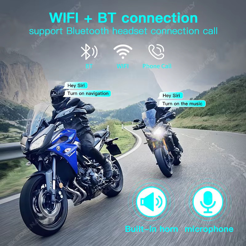 TomoStrong 5-Zoll tragbares Motorrad-GPS-Navigationsdisplay mit Android Auto und Wireless CarPlay, IPX7 wasserdicht, Schwarz - Bild 2