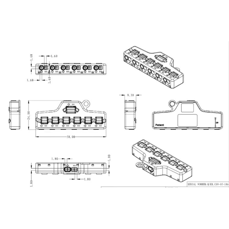 HUXUAN Port Sharing Box Verteiler mit 3 oder 6 Ports für Modell-Lichtverbindungen, 0-42 V DC, Schwarz - Bild 1