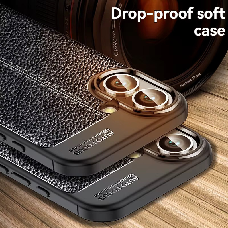 ZEKS Luxus Business Handyhülle mit Ledertextur in Schwarz für iPhone 16 15 14 13 12 Pro Max 11 X XS XR stoßfest und schützend - Bild 2