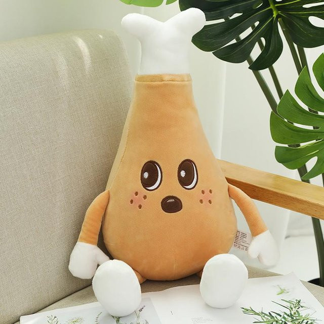 Yiran Toy Plüschkissen in Form von Chips Hähnchenschenkel und Pommes, Orange, weiches Stofftier aus Polyester - Bild 1
