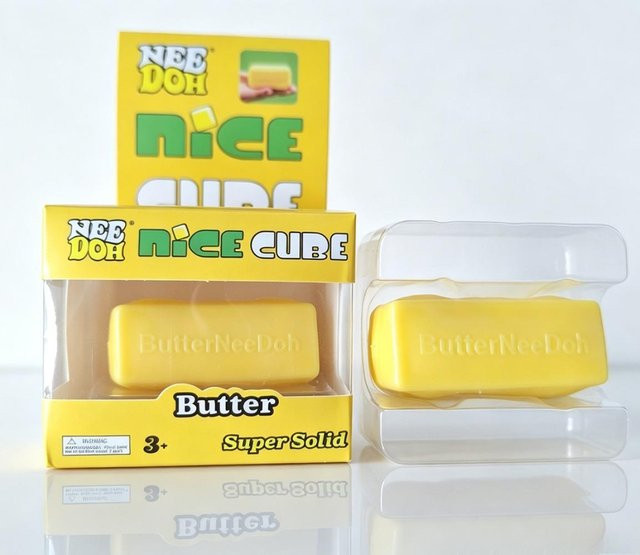 Needoh Butterstiel Squishy, gelb, weich zum Quetschen - Bild 1