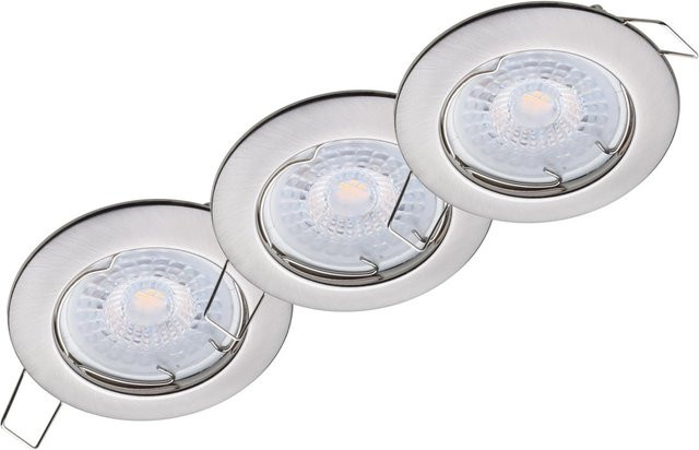 Oktaplex 3er Set Einbauspot Sedan in Silber mit LED-Modulen, Warmweiß 3000K, 1,9W, 345lm, Edelstahloptik - Bild 1