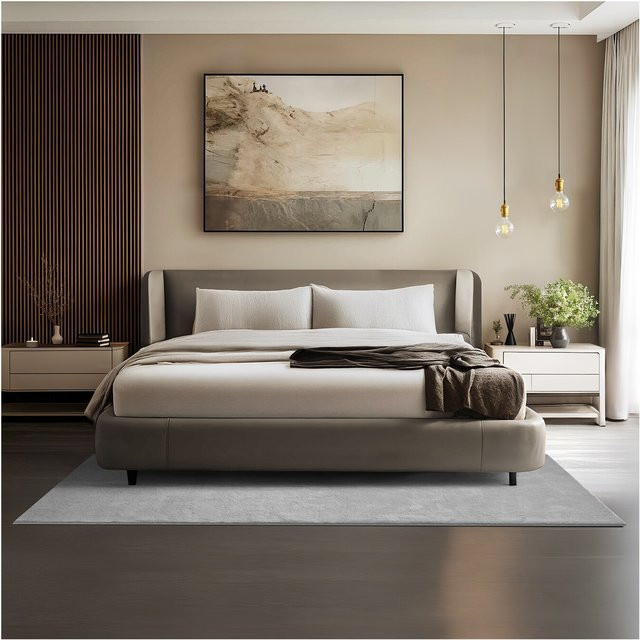 tectake Kurzflorteppich Soft Zone Grau, B/T: 140 x 200 cm, Höhe: 1,50 cm, allergikerfreundlich und rutschfest - Bild 1