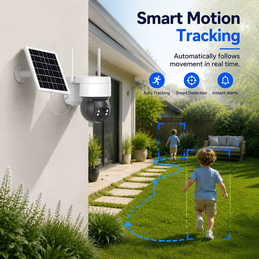 Tuya SmartLife Solar IP Kamera mit 3MP Auflösung, WIFI, IP65 wasserdicht, Vollfarb-Nachtsicht und Human Tracking in Weiß - Bild 2