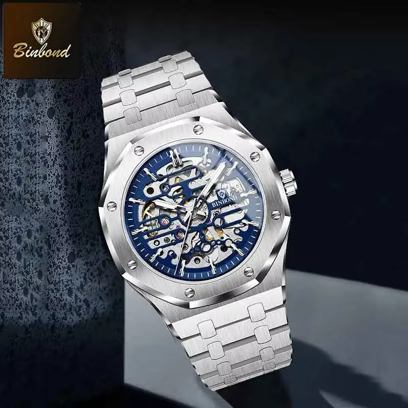 BINBOND Armbanduhr Edelstahl, Automatik, Herren, Silber - Bild 3