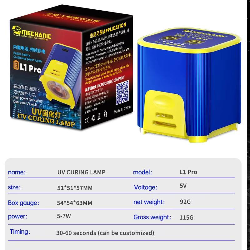 MECHANIC L1/L1 Pro UV-Härtungslampe mit intelligenter Doppelperlen-Technologie, 7 W Hochleistungs-Reparaturlampe für Motherboard und UV-Kleber - Bild 5