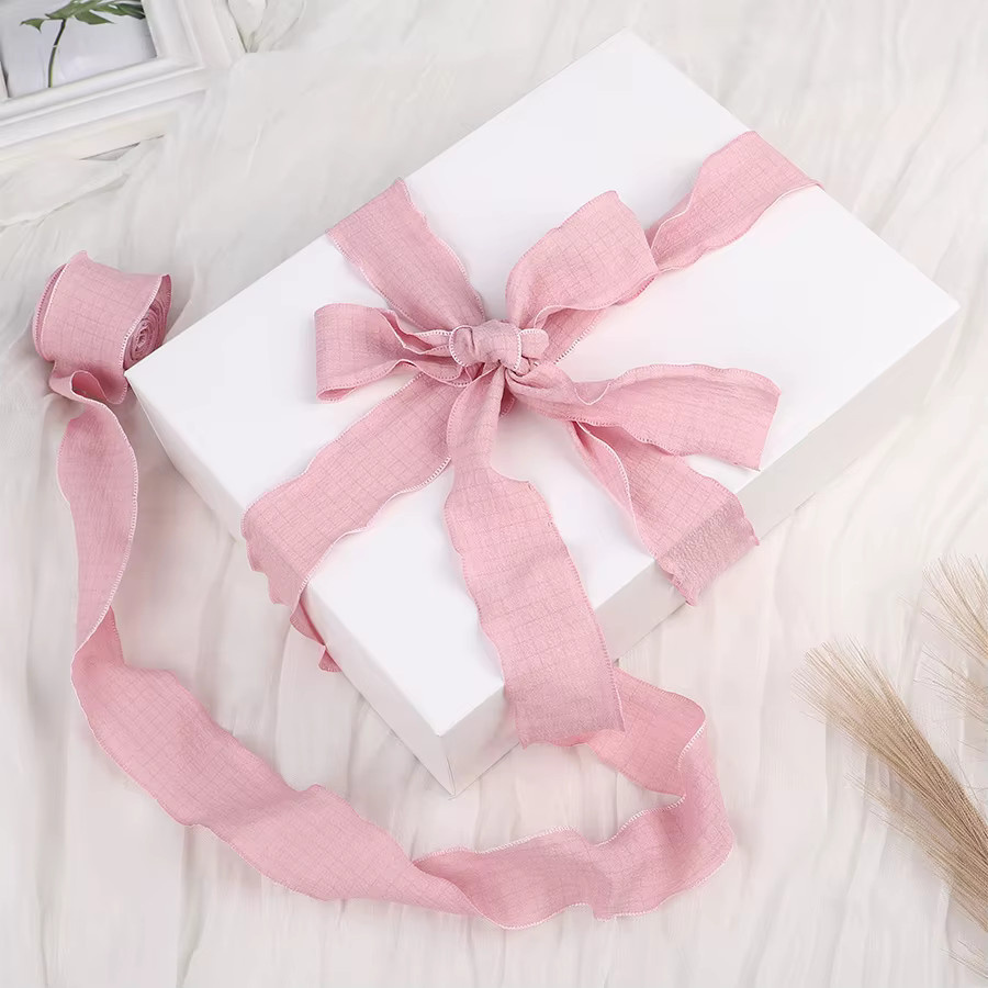 xunyihappy Chiffonband mit Wellenrand in Grün, 4 cm Breite, 10 Yards Länge für Geschenkverpackungen und Blumensträuße - Bild 1