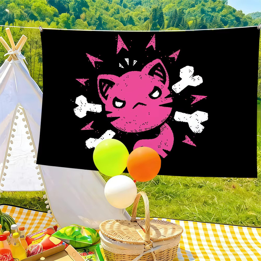 Piraten-Katzenschädel-Flagge von Warner Bros. als Wanddeko für Party und Outdoor, Rechteckig, Breite: 40,0 cm, Höhe: 4,0 cm - Bild 3