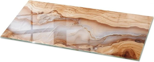 Tulup Tischplatte aus Naturholz mit Harz in Beige, rechteckige Tischplatte für Couchtisch oder Gartentisch, B/T: 125 x 50 cm - Bild 1