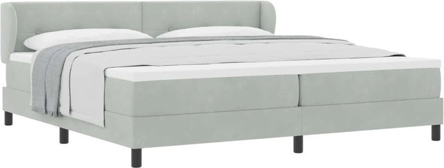 vidaXL Boxspringbett mit Matratze und Matratzentopper in Hellgrau aus Samt, B/T/H: 200 x 200 x 202,5 cm - Bild 1