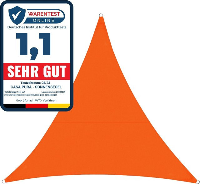 Casa Pura Wasserabweisendes Sonnensegel Dreieckig aus Polyester, Orange, B/T/H: 5 x 5 x 7 m - Bild 1