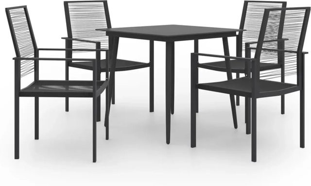 vidaXL 5-tlg Garten-Essgruppe Modell 1 in Schwarz mit Glastisch und Hohlrattan-Stühlen - Bild 1