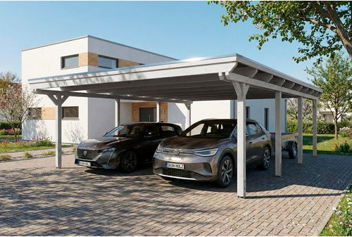 Skan Holz Carport Emsland aus Fichte mit EPDM-Dach in Weiß, B: 609 cm, T: 846 cm - Bild 1
