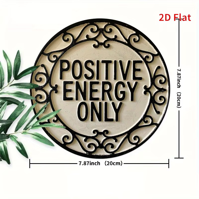 Rundes Metallschild Potdemiel Vintage Nur positive Energie zur Haus- und Gartendekoration Durchmesser: 20,32 cm - Bild 2