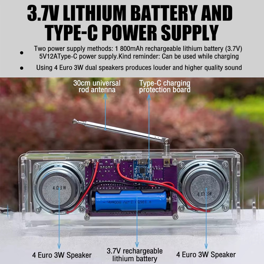 diymore FM-Radio Elektronik-Bausatz mit Zweikanal-Digitalanzeige und USB-C-Schnittstelle für Audio-Lernen (87,5MHz-108MHz) - Bild 3