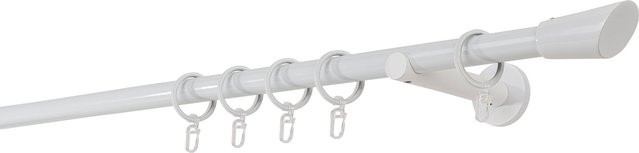 ONDECO Gardinenstange 1-läufig in Weiß mit Wandträger und Endstück, Durchmesser: 20 mm, Länge: 400 cm, Wandabstand: 12 cm - Bild 1