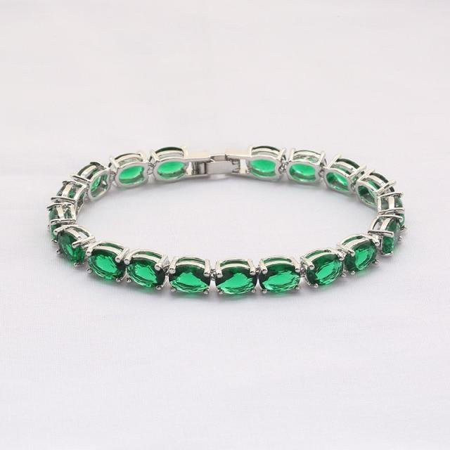 Wucifang Jewelry Armband, Messing, Zirkonia, Kristall, Grün, Unisex, 19cm - Bild 1