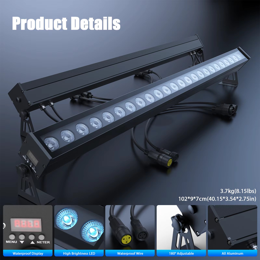 U'King 2er-Set RGB LED Wall Washer mit 120W, Wasserdichtes DMX512 Bühnenlicht für DJ, Party und Show, Schwarz - Bild 6