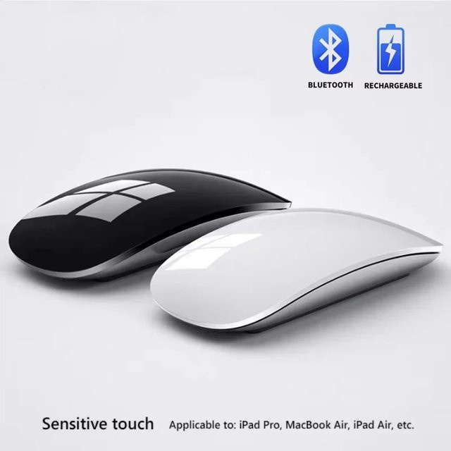 DIXSG Kabellose Dual-Modus Maus mit Bluetooth und Touch-Funktion, schlankes und ergonomisches Design, wiederaufladbar, Farbe: Weiß - Bild 1