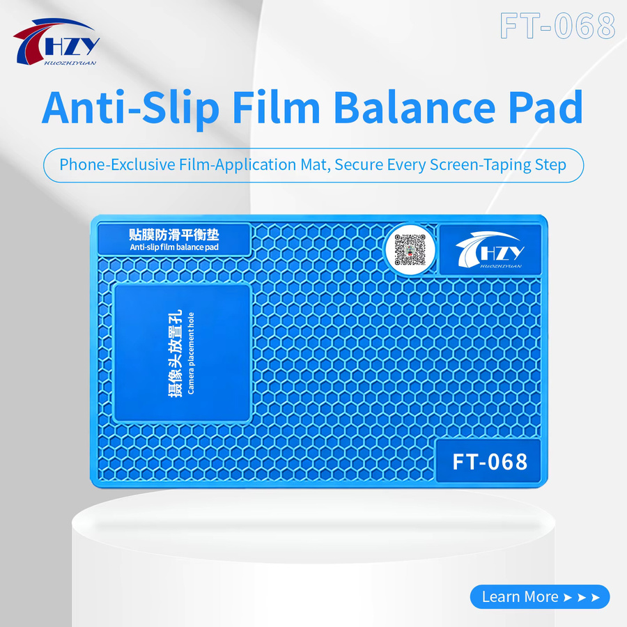HZY FT-068 Rutschfeste Silikonmatte für iPhone in Blau mit LCD-Bildschirmschutz und Schaber - Bild 2