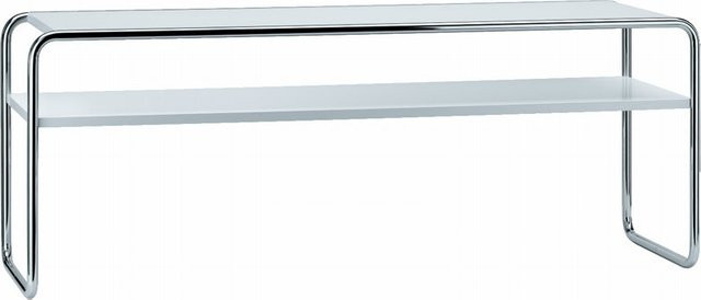 Thonet B 10 1 Beistelltisch in Weiß mit verchromtem Rundrohr und MDF-Elementen - Bild 1