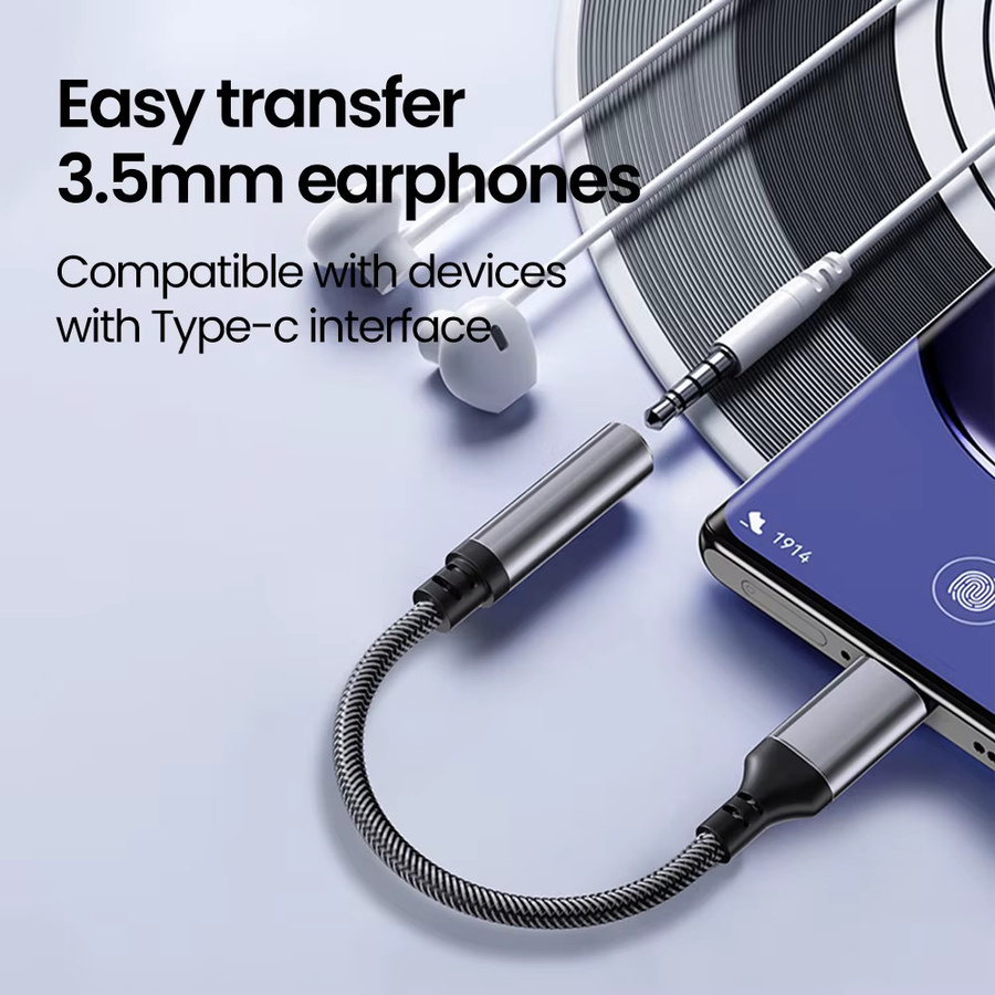 Elough USB-C auf 3,5 mm Klinke Audio-Adapter für Headset und Mikrofon in Grau - Bild 2