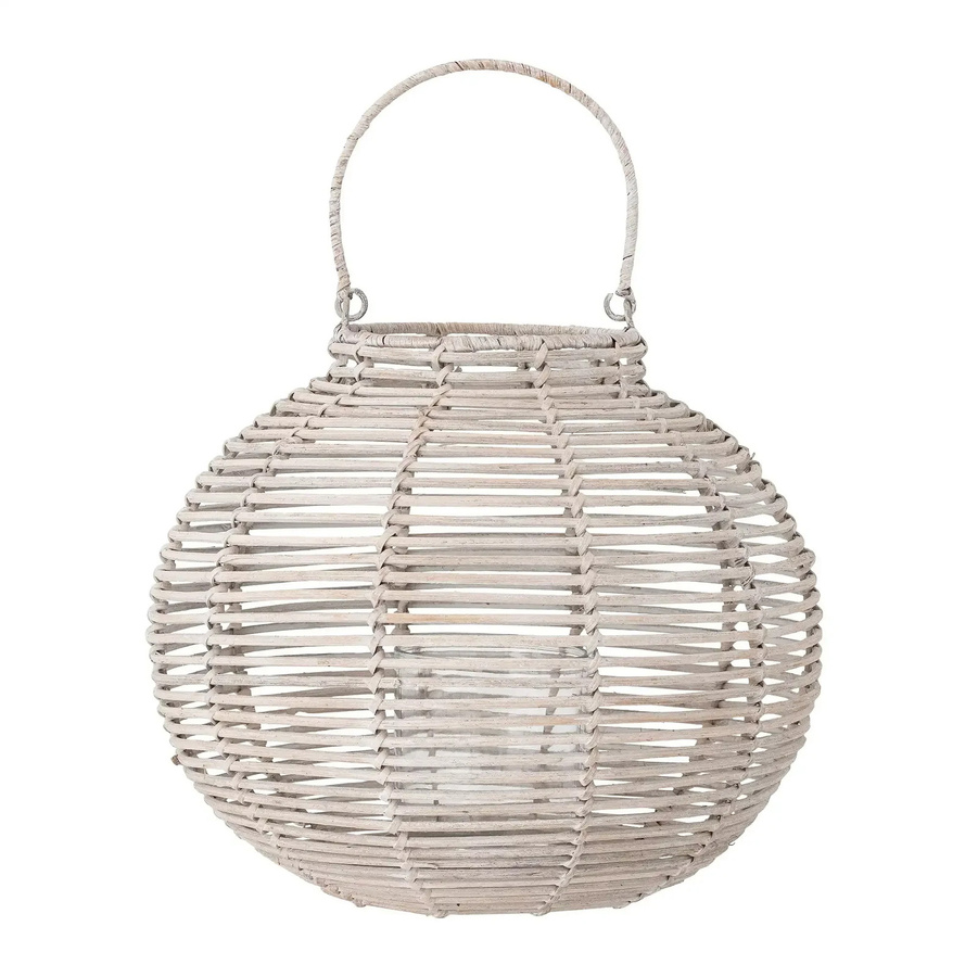 Bloomingville Laterne Malua aus Rattan in Weiß, Höhe: 30 cm - Bild 1