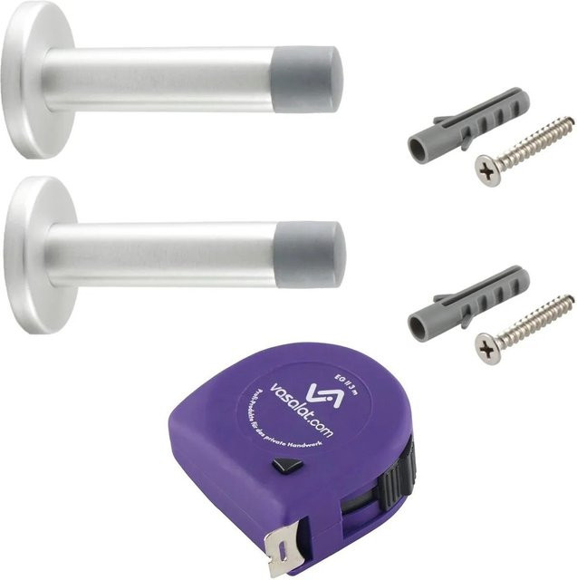 vasalat Set Türstopper Wand mit Dämpfer in Alu Silber, Durchmesser: 20 mm, Länge: 100 mm - Bild 1