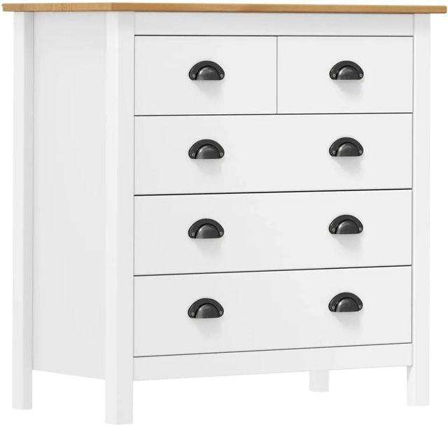 vidaXL Sideboard Hill aus Kiefernholz in Weiß und Braun, B/T/H: 79 x 40 x 80 cm - Bild 1