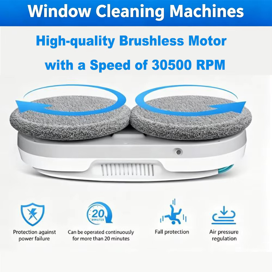 INSE Fensterputzroboter in Weiß mit automatischer Wassersprühfunktion, bürstenlosem Motor und intelligenter Kantenerkennung zur Glasreinigung - Bild 5