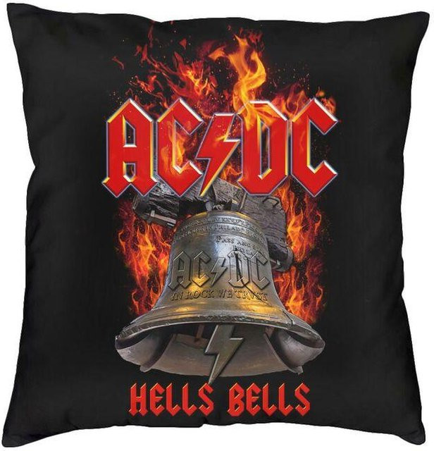 PIPI Home AC DC Hells Bells Kissenbezug aus Samt in Rot und Schwarz, B/T/H: 60 x 60 x 0 cm - Bild 1