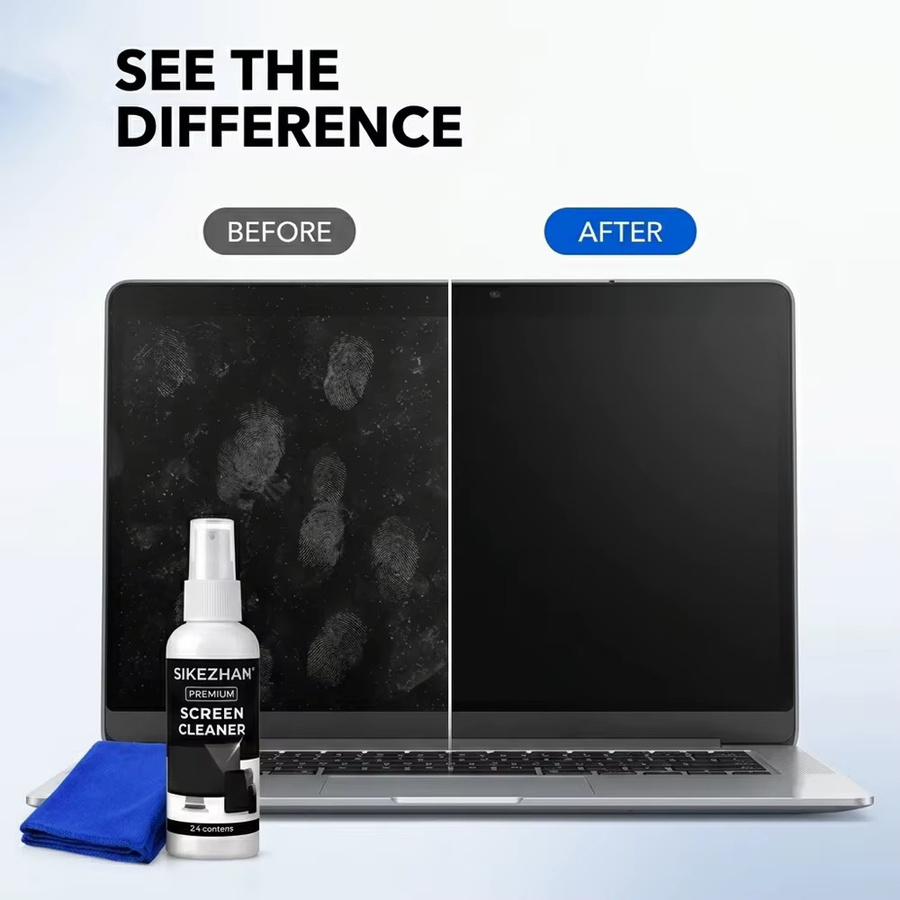 SIKEZHAN Bildschirmreiniger-Spray-Set mit Mikrofasertuch für streifenfreie Reinigung von TV, Laptop, Handy, Monitor und Tablet, 60 ml - Bild 2