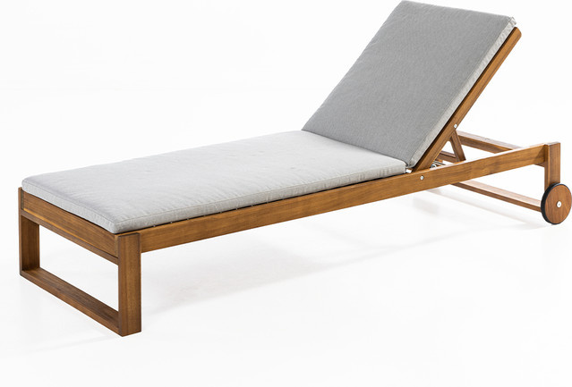Prestige Home Garten-Sonnenliege aus geöltem Akazienholz mit Kissen, Braun, B/T/H: 197 x 71 x 30 cm - Bild 1
