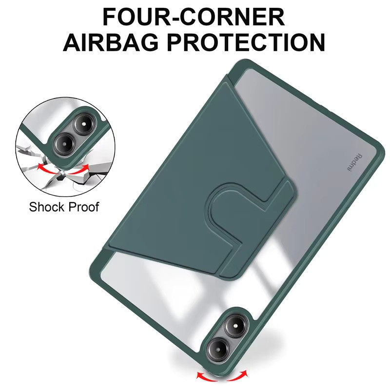 360 Grad Rotationshülle für Xiaomi Poco Pad M1 und Redmi Pad 2 Pro 12.1 mit Stifthalter und Ständer in Schwarz oder Grün - Bild 4