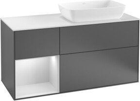 V&B Waschtischunterschrank Finion mit Wandbeleuchtung, Farbe Grau lackiert, Breite: 120 cm, Tiefe: 50,1 cm, Höhe: 50,1 cm - Bild 1